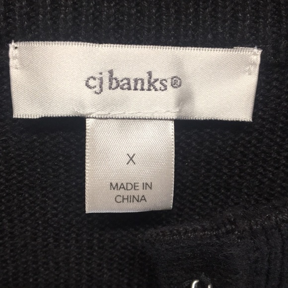 CJ Banks Black Festive Vest with Gold and White Accents - Picture 2 of 8